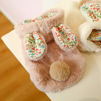 HKM-799059 Floral Rabbit Cotton Dog Coat with Big Ears for Pets - XS to XL Sizes Available