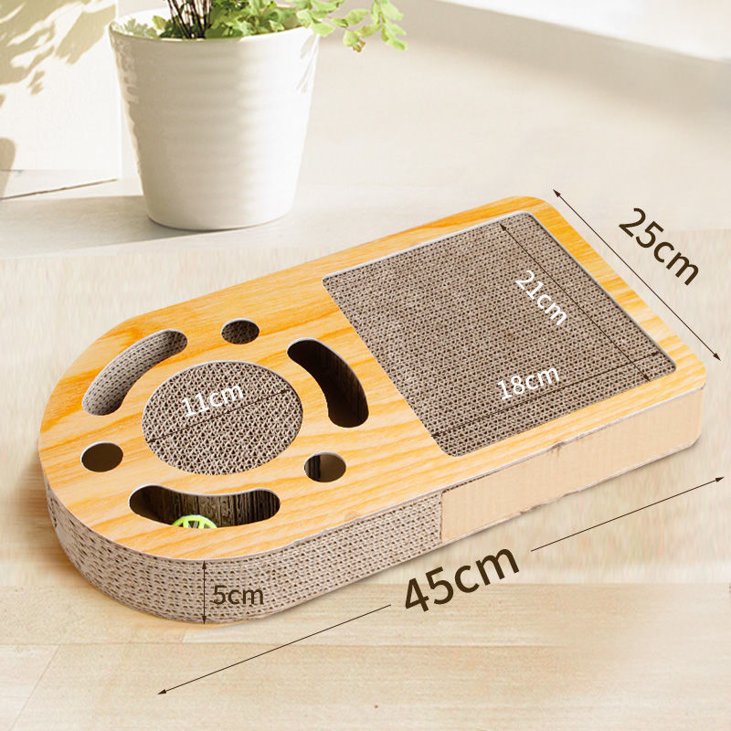 HKM-7990845 Cat Scratch Board with Grinding Ball Toy - Durable Corrugated Paper, Various Shapes for All Cats