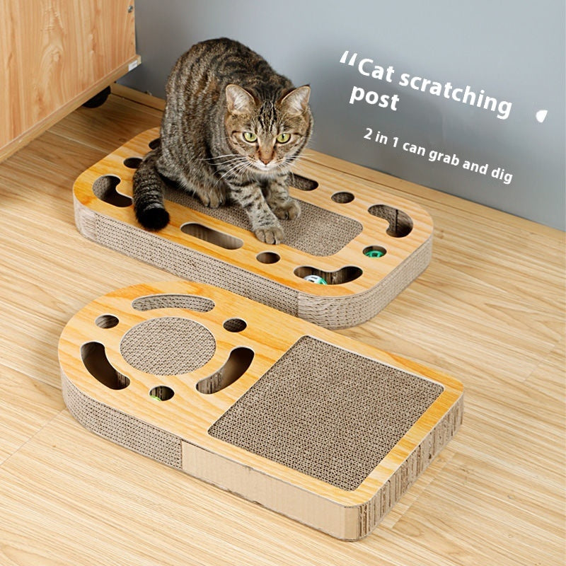 HKM-7990845 Cat Scratch Board with Grinding Ball Toy - Durable Corrugated Paper, Various Shapes for All Cats