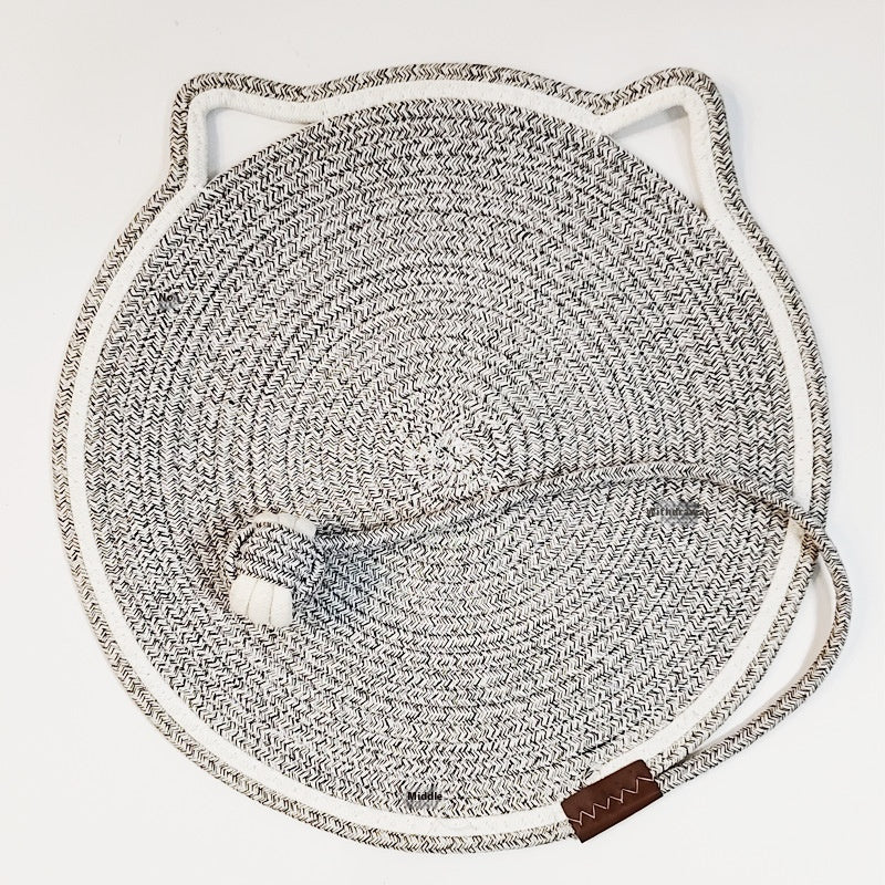 HKM-7992509 Braided Cotton Rope Cat Scratching Mat with Toy Ball - Washable & Eco-Friendly