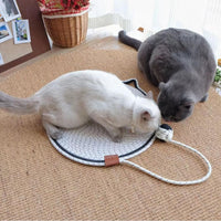 HKM-7992509 Braided Cotton Rope Cat Scratching Mat with Toy Ball - Washable & Eco-Friendly
