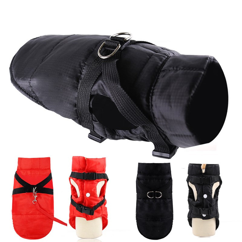 HKM-7993021 Waterproof Cold Burst Dog Vest Coat - Red & Black for All Sizes (XS-2XL)