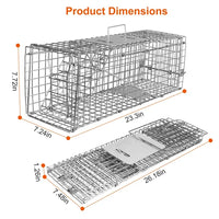 HKM-7994301 Humane Live Animal Trap for Small Wildlife – Collapsible Galvanized Wire Cage for Raccoons, Groundhogs, Armadillos, and More
