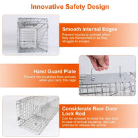 HKM-7994301 Humane Live Animal Trap for Small Wildlife – Collapsible Galvanized Wire Cage for Raccoons, Groundhogs, Armadillos, and More