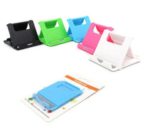 HKM-799443 Foldable Plastic Tablet & Mobile Phone Stand Compatible with 10-inch Tablets and Smartphones - Black, White, Green, Pink