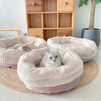 HKM-7994685 Cozy Plush Thickened Round Pet Bed for Cats and Dogs - Soft Velvet Cushion
