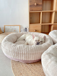 HKM-7994685 Cozy Plush Thickened Round Pet Bed for Cats and Dogs - Soft Velvet Cushion