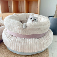 HKM-7994685 Cozy Plush Thickened Round Pet Bed for Cats and Dogs - Soft Velvet Cushion