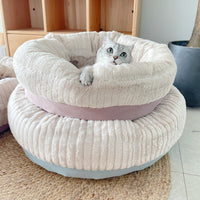 HKM-7994685 Cozy Plush Thickened Round Pet Bed for Cats and Dogs - Soft Velvet Cushion