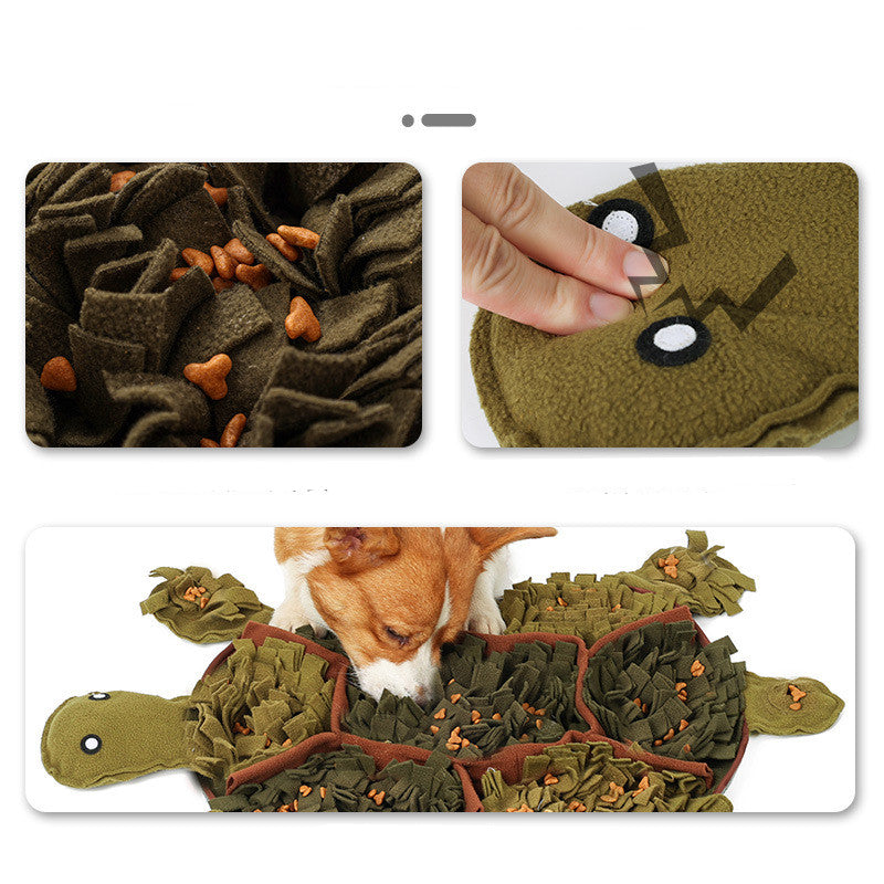 HKM-7995453 Tortoise Shaped Sniffing Pad for Dogs - Polyester Energy-Consuming Decompression Toy in Army Green, 71x52cm