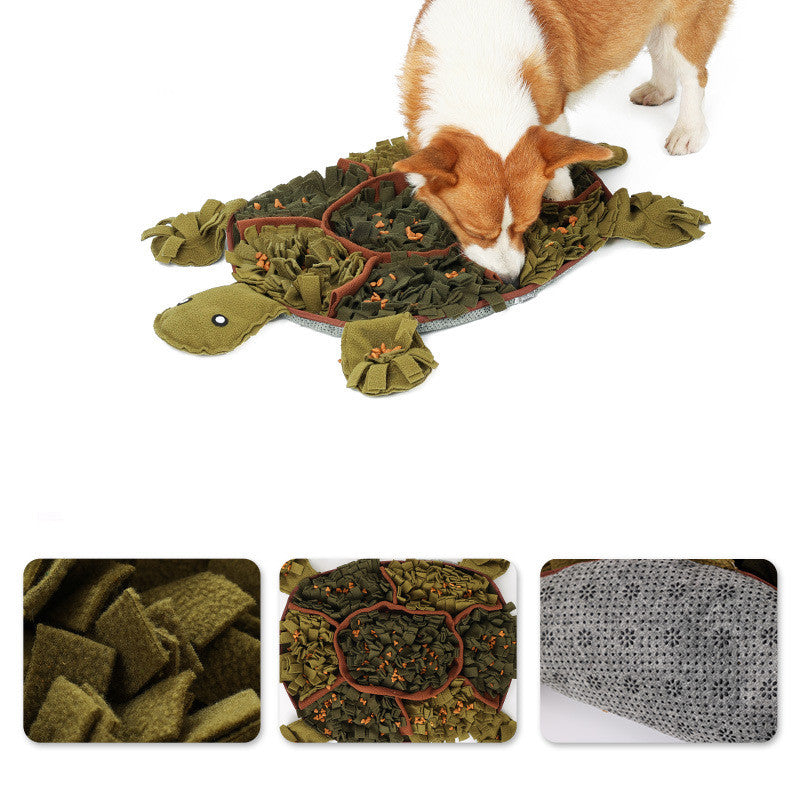 HKM-7995453 Tortoise Shaped Sniffing Pad for Dogs - Polyester Energy-Consuming Decompression Toy in Army Green, 71x52cm