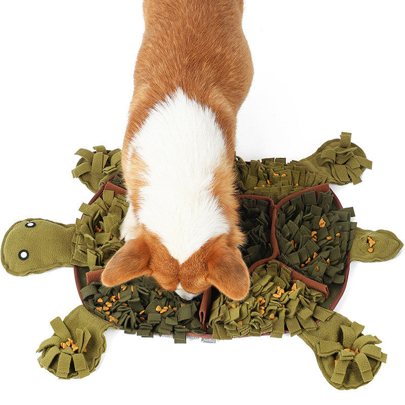 HKM-7995453 Tortoise Shaped Sniffing Pad for Dogs - Polyester Energy-Consuming Decompression Toy in Army Green, 71x52cm