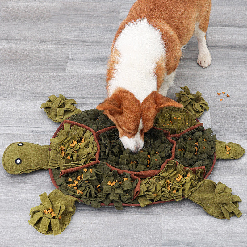 HKM-7995453 Tortoise Shaped Sniffing Pad for Dogs - Polyester Energy-Consuming Decompression Toy in Army Green, 71x52cm