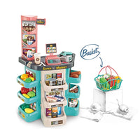 HKM-799571 Kids Supermarket Play Set with Cash Register, Battery Operated Light and Music, Plastic Toy for Girls Age 3+