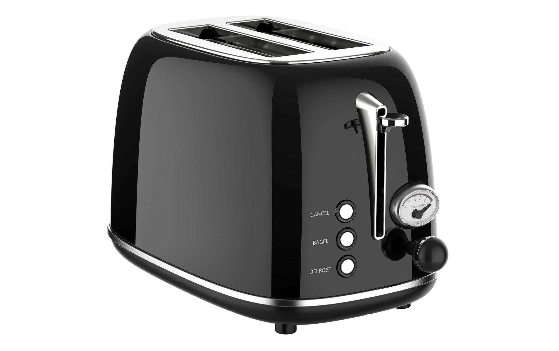 HKM-799635 Retro Stainless Steel 2-Slice Electric Bread Toaster with Crumb Tray for Household Use