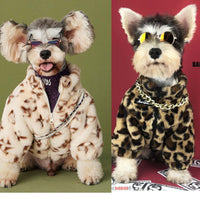 HKM-7996989 Leopard Print Dog Jacket for Spring and Autumn ¨C Thick Polyester Coat for Small Breeds