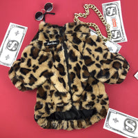 HKM-7996989 Leopard Print Dog Jacket for Spring and Autumn ¨C Thick Polyester Coat for Small Breeds