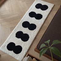 HKM-7997245 Long Velvet Flocking Carpet, Non-Slip, Absorbent, Geometric Pattern, Home Tea Table Cloth, Black & White, Pearl White, Brown, 40x120cm & 50x158cm