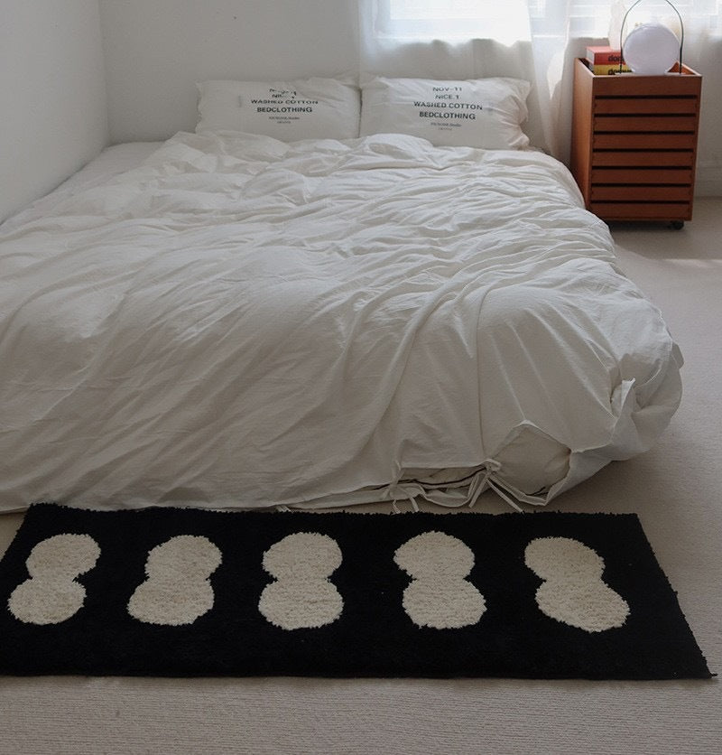 HKM-7997245 Long Velvet Flocking Carpet, Non-Slip, Absorbent, Geometric Pattern, Home Tea Table Cloth, Black & White, Pearl White, Brown, 40x120cm & 50x158cm