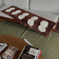 HKM-7997245 Long Velvet Flocking Carpet, Non-Slip, Absorbent, Geometric Pattern, Home Tea Table Cloth, Black & White, Pearl White, Brown, 40x120cm & 50x158cm