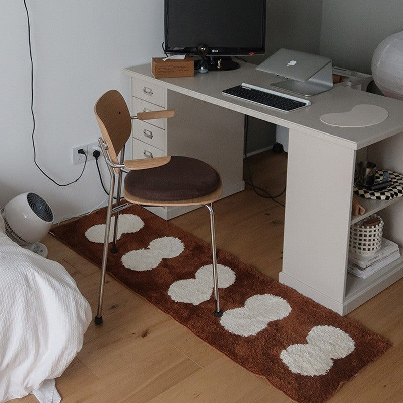 HKM-7997245 Long Velvet Flocking Carpet, Non-Slip, Absorbent, Geometric Pattern, Home Tea Table Cloth, Black & White, Pearl White, Brown, 40x120cm & 50x158cm