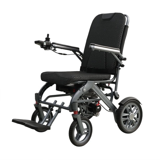 HKM-799763 Portable Lightweight Electric Wheelchair with 100kg Capacity and Foldable Aluminium Alloy Frame