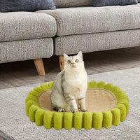 HKM-7997885 Spacious Oval Cat Scratching Pad and Bed - Cardboard Scratcher with Sisal for Indoor Cats