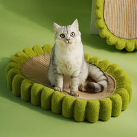HKM-7997885 Spacious Oval Cat Scratching Pad and Bed - Cardboard Scratcher with Sisal for Indoor Cats