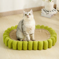 HKM-7997885 Spacious Oval Cat Scratching Pad and Bed - Cardboard Scratcher with Sisal for Indoor Cats