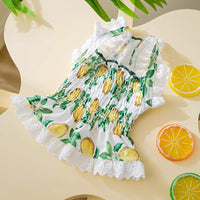 HKM-7998013 Thin Breathable Dog Dress with Strap in Rock Yellow Lemon, Sizes XS to XXL