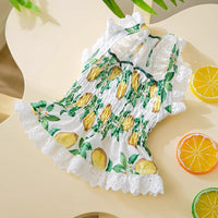 HKM-7998013 Thin Breathable Dog Dress with Strap in Rock Yellow Lemon, Sizes XS to XXL