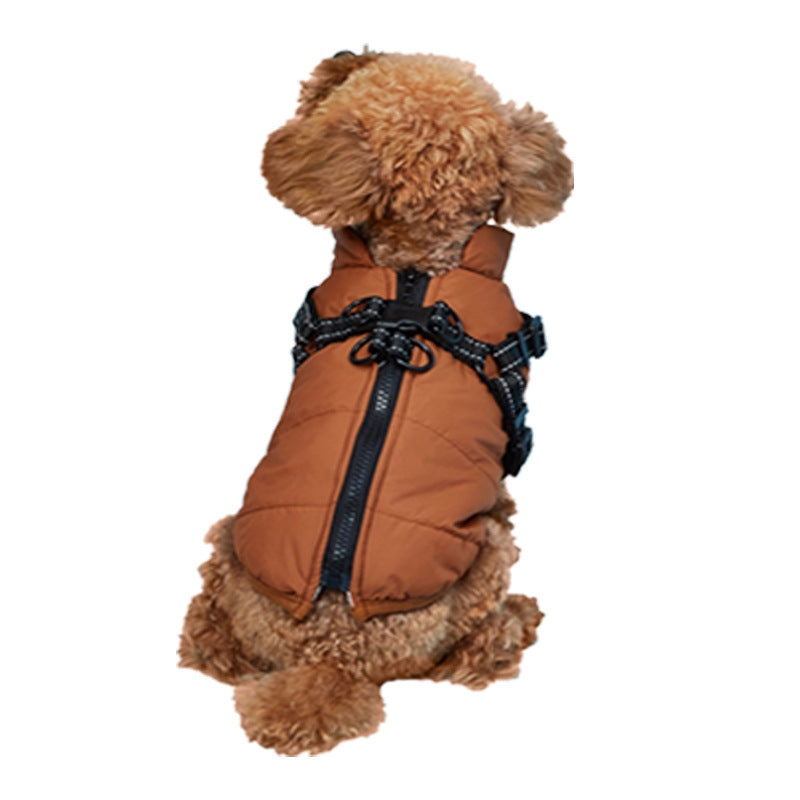 HKM-7998781 Waterproof Warm Cotton Dog Jacket - Thickened Vest for Pets in Red, Army Green, Navy Blue, Brown - Sizes M to 2XL