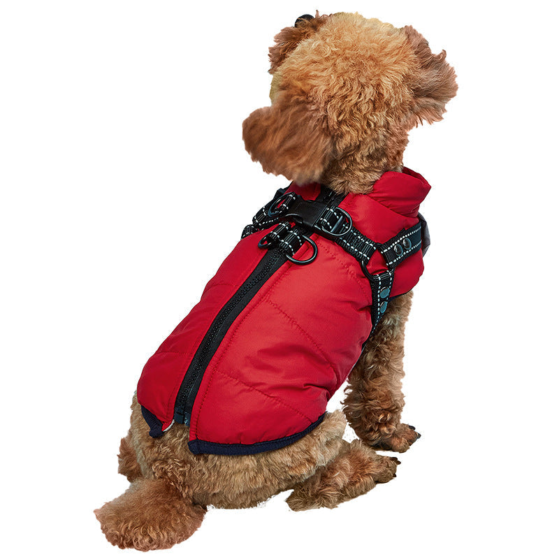 HKM-7998781 Waterproof Warm Cotton Dog Jacket - Thickened Vest for Pets in Red, Army Green, Navy Blue, Brown - Sizes M to 2XL