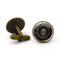 HKM-799955 Fashion Glass Cufflinks with Alloy Accents - 1.8cm Length, 1.7cm Width, 1.6cm Diameter
