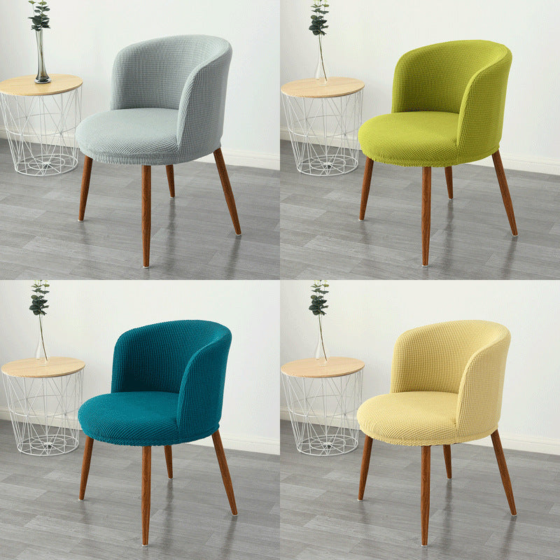 HKM-799955 Low Back All-Inclusive Stretch Dining Chair Cover - Modern Semi-Arc Design in Various Colors