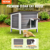 HKM-7999677 Outdoor Wooden Cat Shelter with Insulated Roof and PVC Door Flaps for All-Weather Comfort