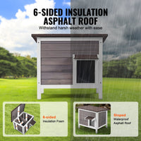 HKM-7999677 Outdoor Wooden Cat Shelter with Insulated Roof and PVC Door Flaps for All-Weather Comfort