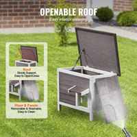 HKM-7999677 Outdoor Wooden Cat Shelter with Insulated Roof and PVC Door Flaps for All-Weather Comfort