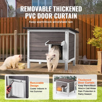 HKM-7999677 Outdoor Wooden Cat Shelter with Insulated Roof and PVC Door Flaps for All-Weather Comfort