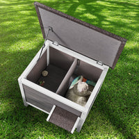 HKM-7999677 Outdoor Wooden Cat Shelter with Insulated Roof and PVC Door Flaps for All-Weather Comfort