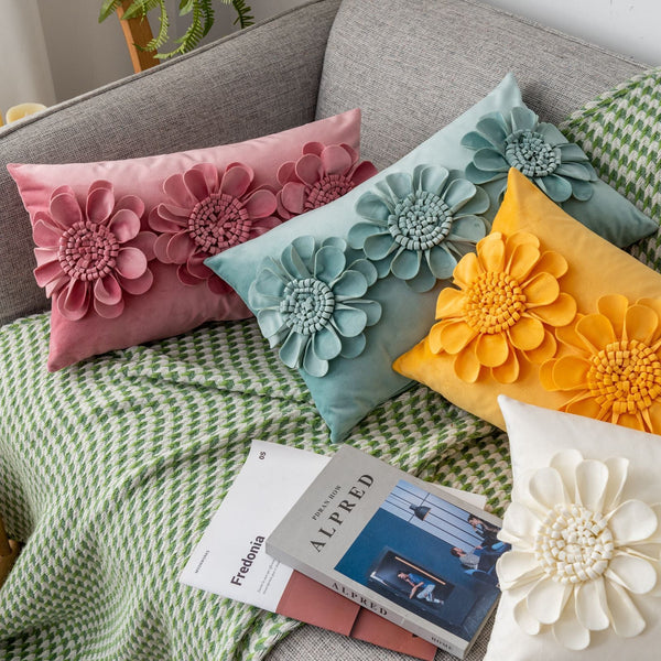 HKM-800019 Flower Embrace Pillowcase in Dutch Velvet – Various Colors for Elegant Home Decor