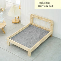 HKM-8000445 Solid Wood Cat Bed with Cozy Mattress and Pillow - Available in Bear and Floral Styles