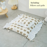 HKM-8000445 Solid Wood Cat Bed with Cozy Mattress and Pillow - Available in Bear and Floral Styles