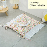HKM-8000445 Solid Wood Cat Bed with Cozy Mattress and Pillow - Available in Bear and Floral Styles