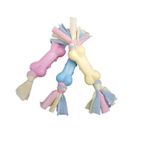 HKM-8001213 TPR and Cotton Dog Bone Chew Toy for Molar Teeth Relief and Stress Reduction