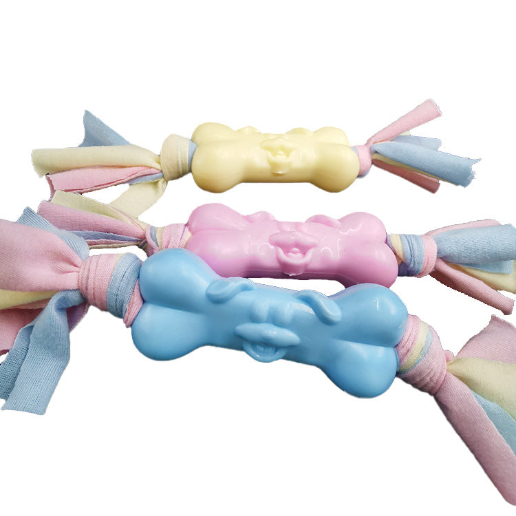 HKM-8001213 TPR and Cotton Dog Bone Chew Toy for Molar Teeth Relief and Stress Reduction