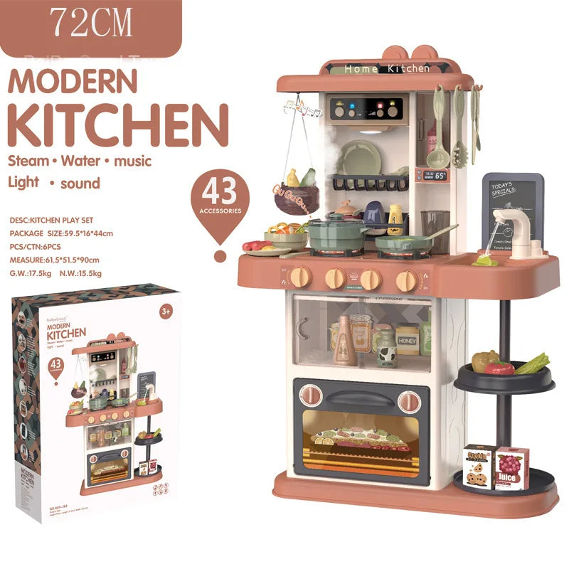 HKM-800339 43-Piece Kids Kitchen Play Set - Pretend Cooking Toys with Multifunctional Tableware