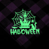 HKM-8003773 Luminous Halloween Pet Saliva Towel - Double & Single Layer Cotton with Pumpkin, Bat, and Castle Patterns