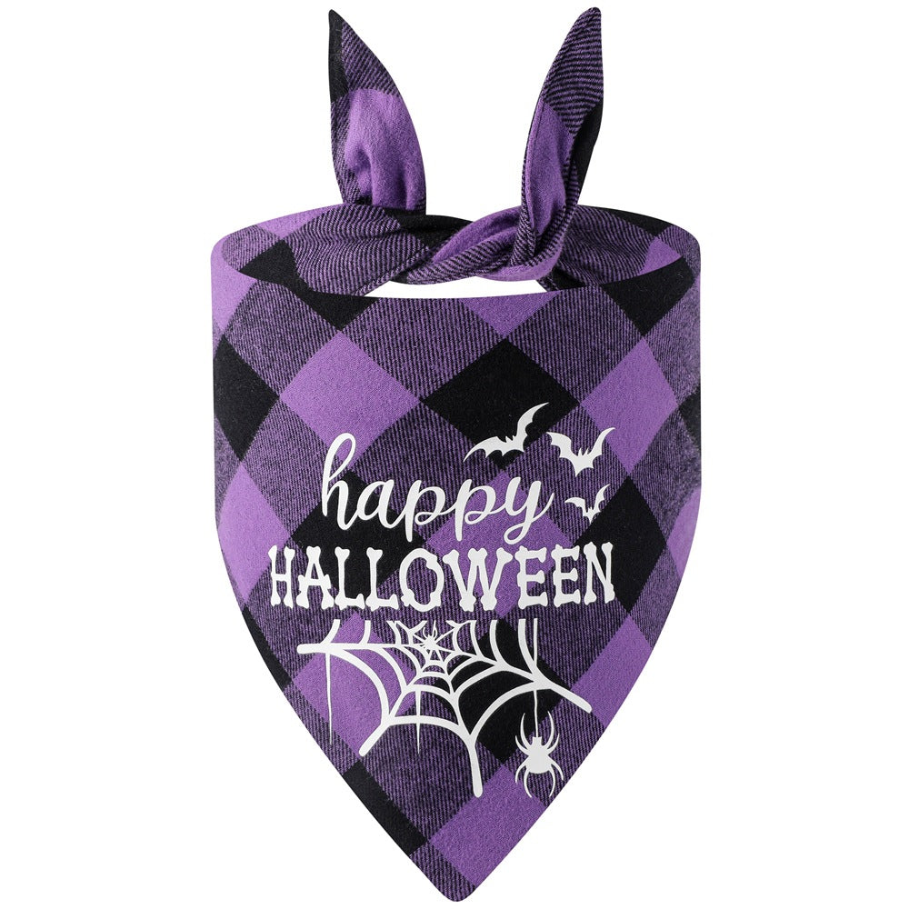 HKM-8003773 Luminous Halloween Pet Saliva Towel - Double & Single Layer Cotton with Pumpkin, Bat, and Castle Patterns