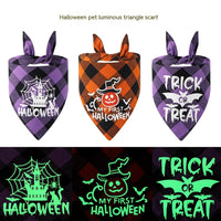 HKM-8003773 Luminous Halloween Pet Saliva Towel - Double & Single Layer Cotton with Pumpkin, Bat, and Castle Patterns